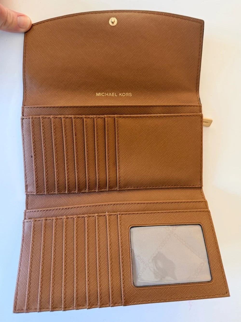 Michael Kors Brown Leather Trim Continental Wallet